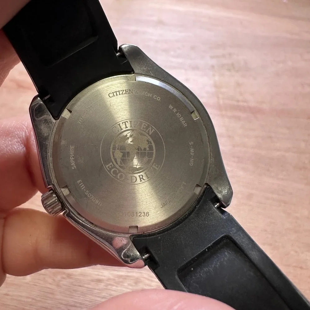 Citizen Eco-Drive Titanium Golf Watch Black Dial Sapphire E111-S070911 Silver